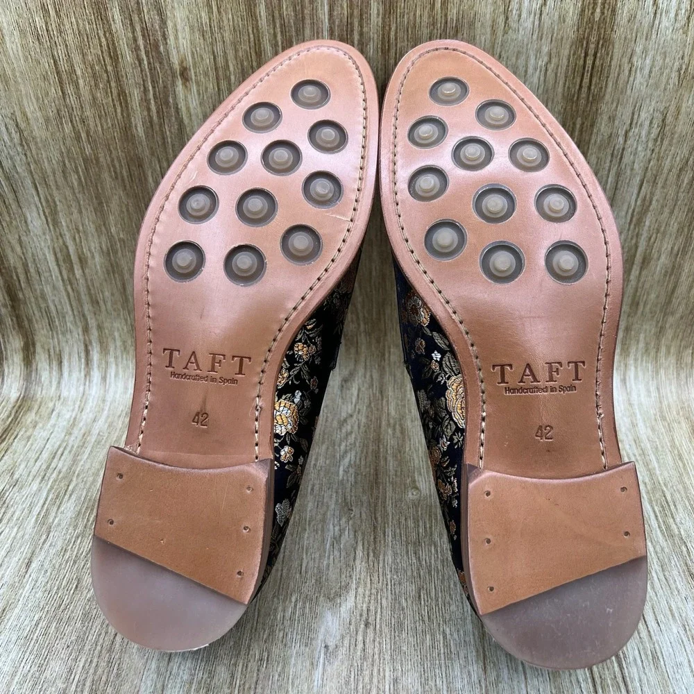TAFT The Russel in Eden Men's 9 EU 42 Navy Gold Floral Jacquard Horsebit Loafers